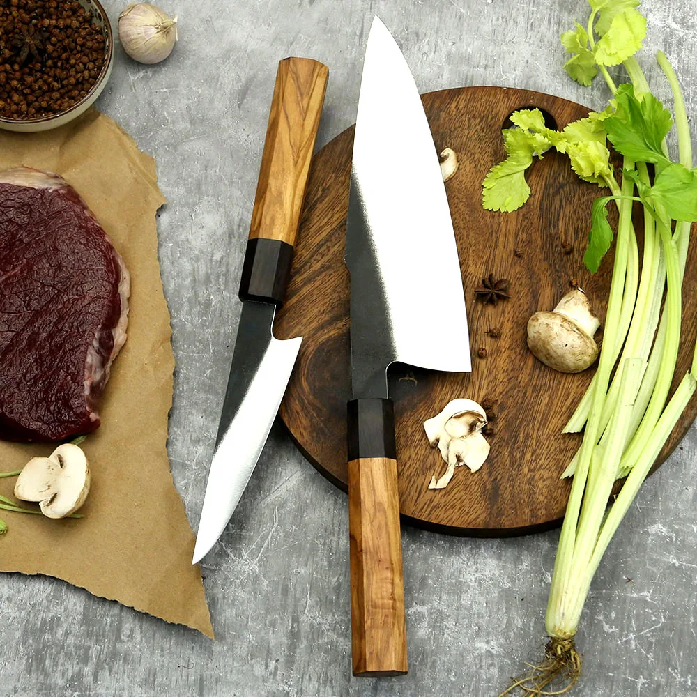 Petty Knife, Hikari – 440C Steel Blade & Olive Wood Handle, Razor-Sharp Performance - Hikari