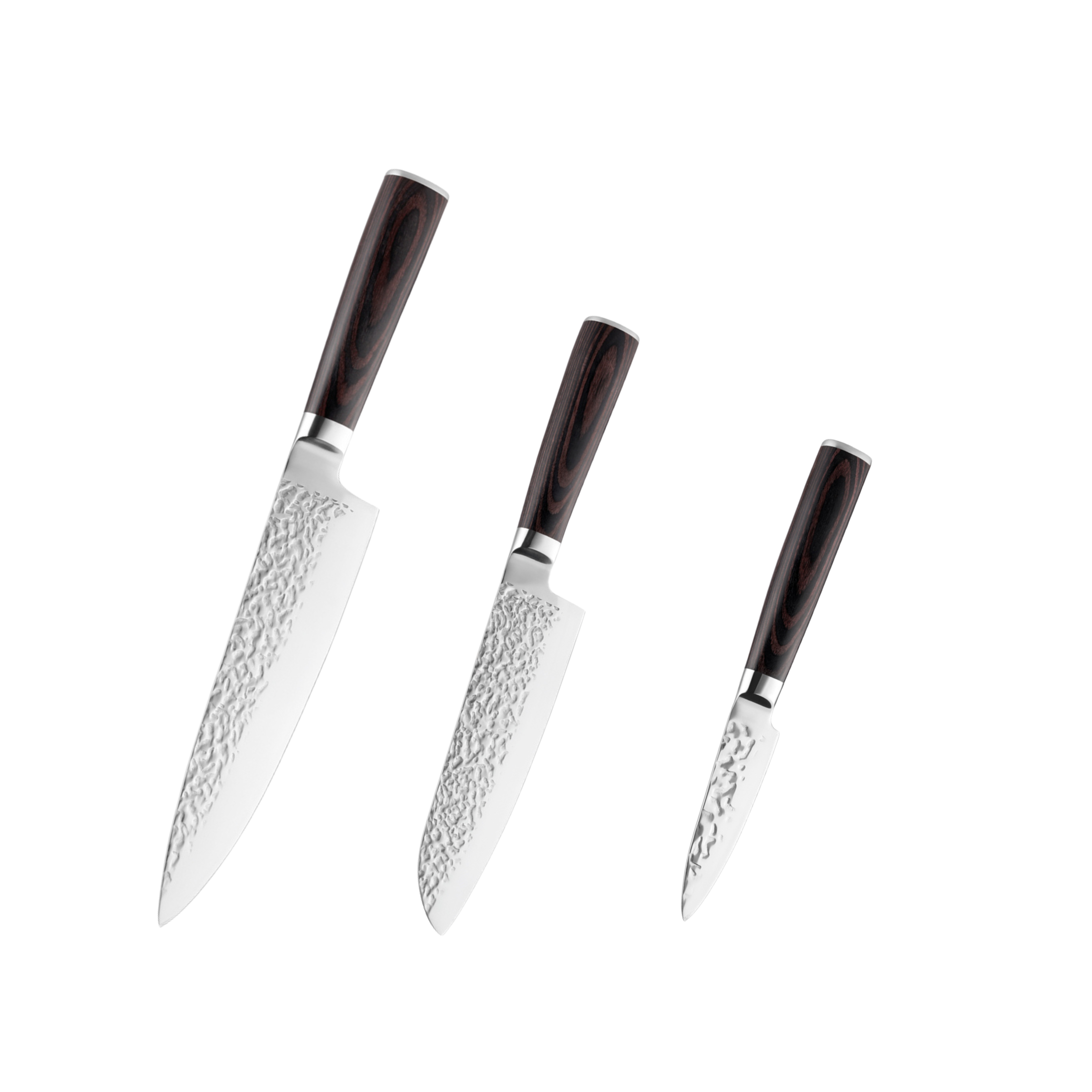 Hikari Edelstahl-Messerset – Kochmesser, Mini-Santoku und Schälmesser mit Pakkaholzgriffen H332