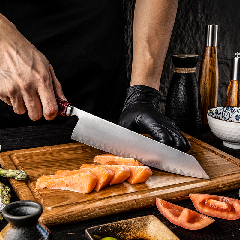 Hikari Kiritsuke Messer – Professionelles Kochmesser im japanischen Stil mit mattierter Klinge und Griff aus Kunstharz
