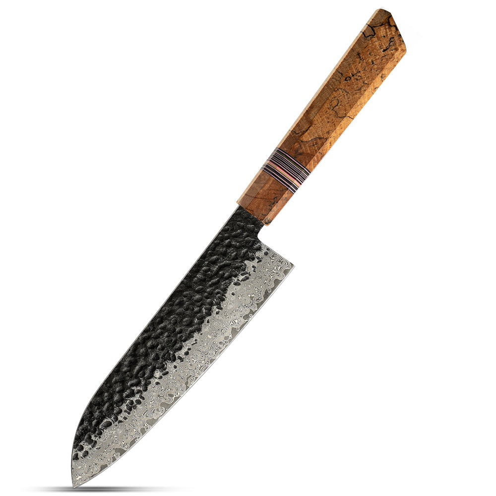 Santoku [Multi-Purpose Knife] - All-Purpose Santoku Knife, Hikari – Premium Damascus VG-10 Steel for Sharpness and Durability - Hikari