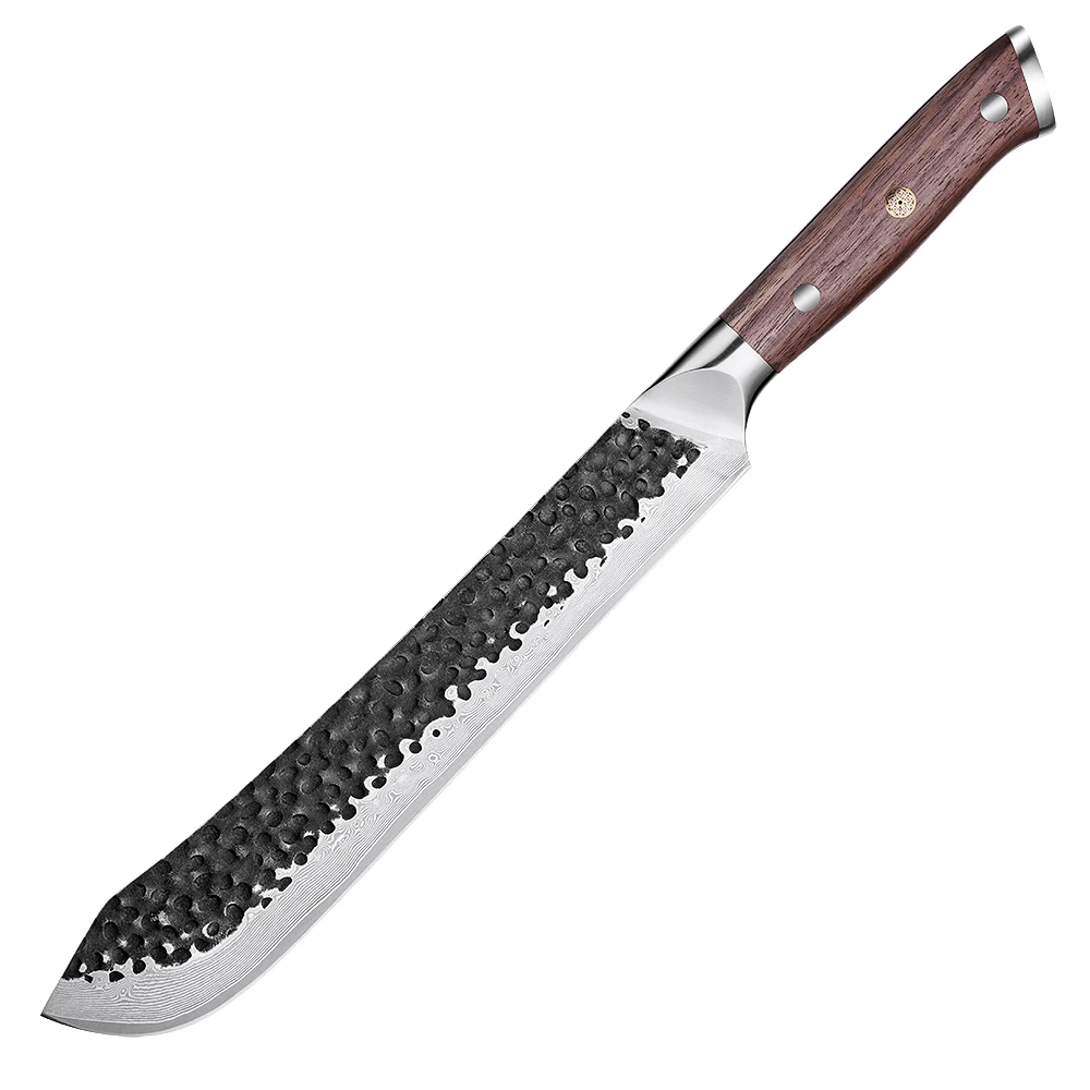 Butcher VG-10 Kurouchi Hammered Damascus Premium Walnut Handle 23cm - Hikari