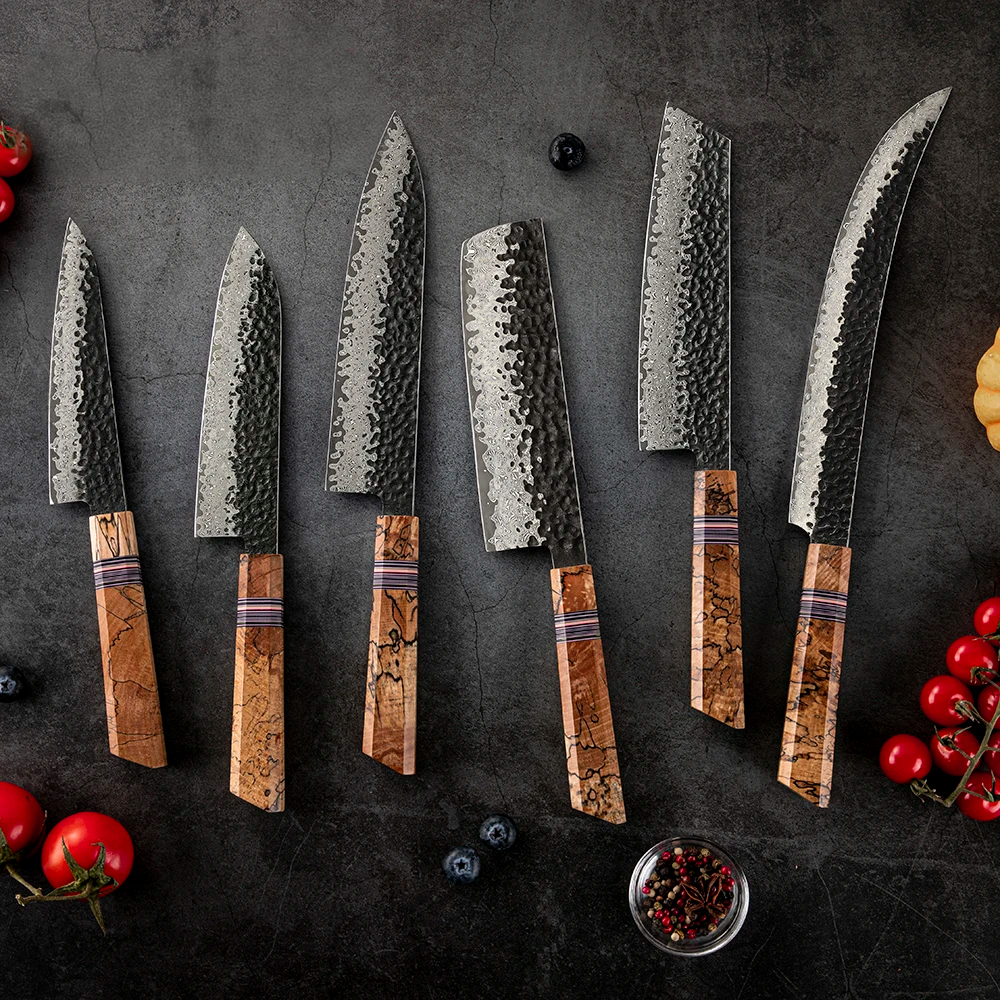 Mehrzweck-Kiritsuke-Messer, Hikari – VG-10-Damaszenerstahl, Ahorn-Griff – Ideal für Fleisch und Gemüse