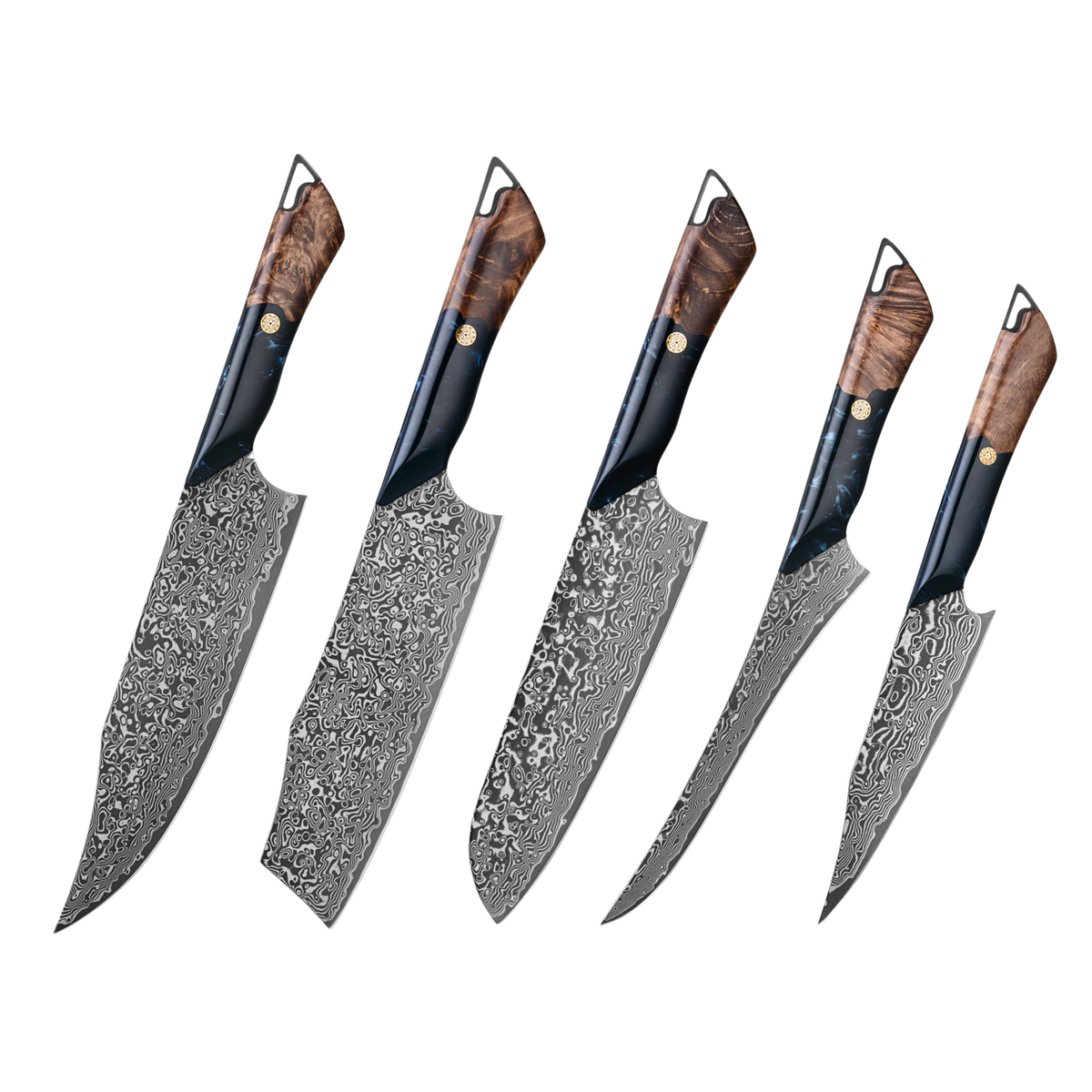 Hikari VG-10 Damastmesser-Set mit DLC und Griffen aus Ahornholz und Harz H214