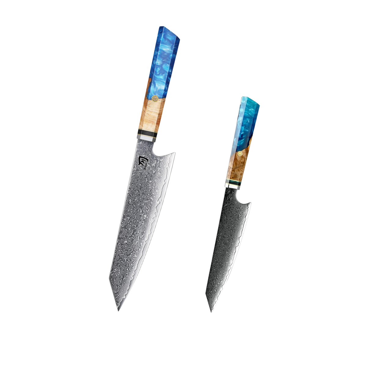 Hikari Messer-Set aus 67-lagigem Damaszenerstahl mit blauem Harzgriff H361