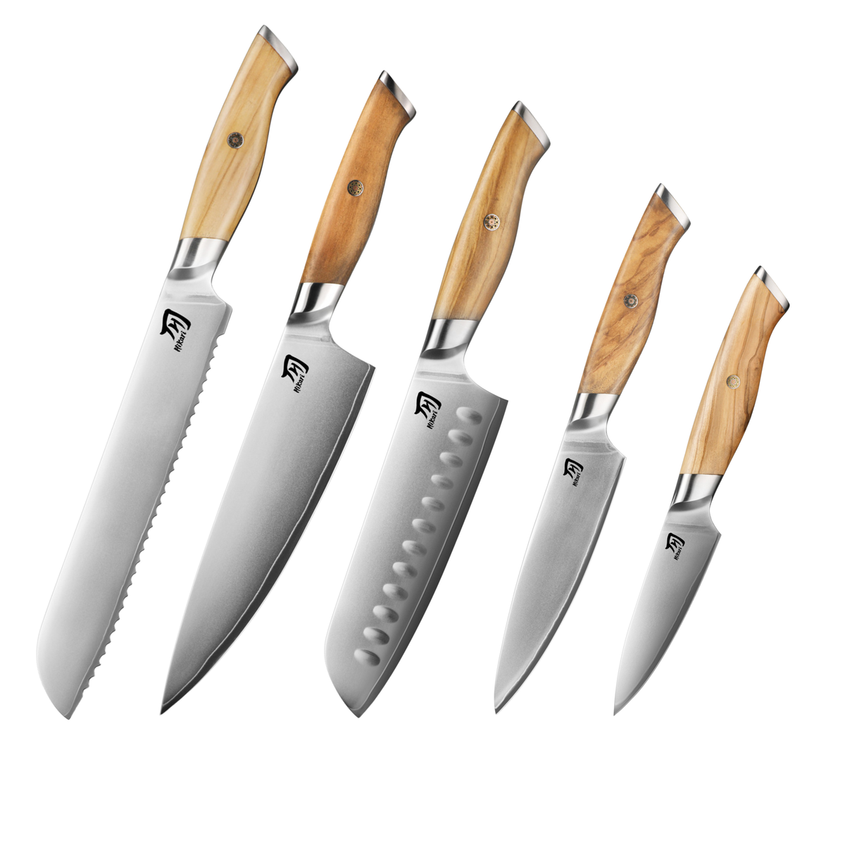 Hikari 5-teiliges VG-10 Messer-Set mit Olivenholzgriffen H373
