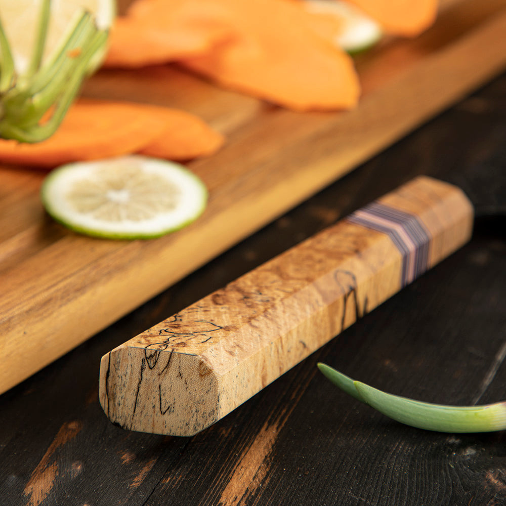 Vegetable Knife, Hikari – High-Carbon Steel Blade, Spalted Maple Handle, for Effortless Side Dish Preparation - Hikari