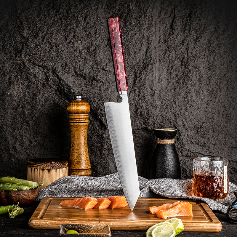 Hikari Kiritsuke Messer – Professionelles Kochmesser im japanischen Stil mit mattierter Klinge und Griff aus Kunstharz