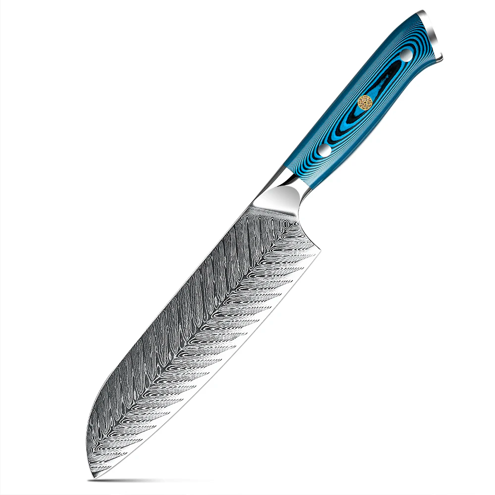 Japanese Style Knife for Meat, Vegetables, Hikari – Damascus Steel Blade, Ergonomic Pakkawood Handle - Hikari